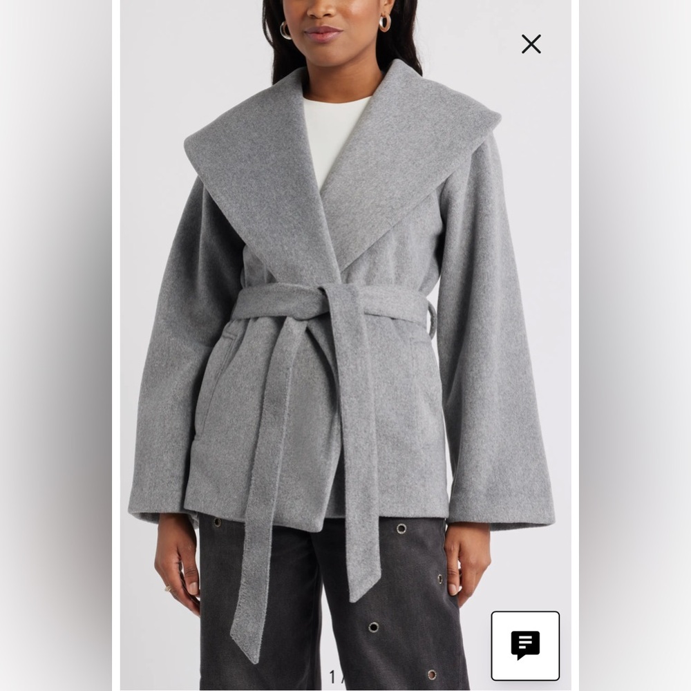 Open Edit Gray Wrap Robe Coat - Picture 7 of 7